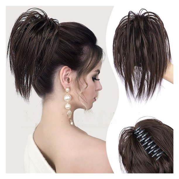 Clip for peluca de gallinero esponjoso for moño de pelo, pelo de niña caliente, estilo perezoso for mujeres y niñas