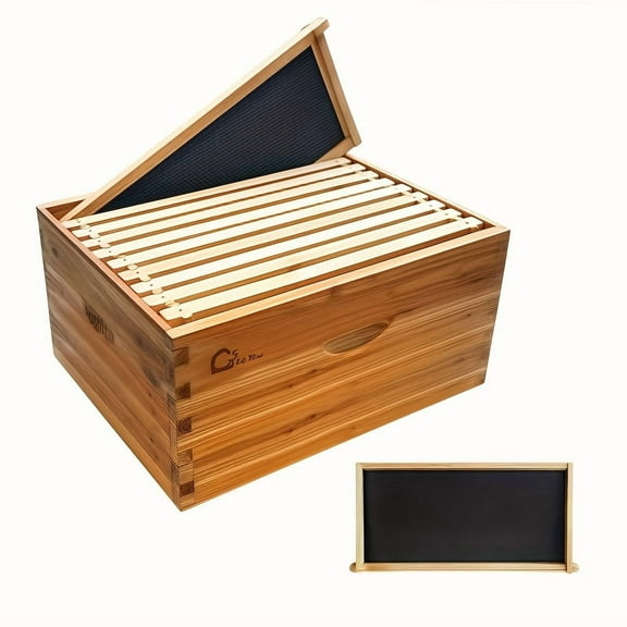 Heavy-Duty Cypresswood Beehive Box, Deep Hive for Honey Production, Ideal for Commercial & Backyard Beekeeping, Apiary Equipment
