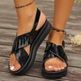 thumbnail image 2 of Bmisegm Women's Summer Thick Bottom Roman Retro Solid Color Beach Soft Casual Sandals Sandals Women Summer Black 7, 2 of 6