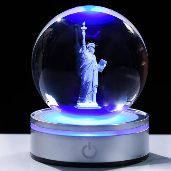 Esfera de cristal Movdyka Estatua de la Libertad de 8 cm con base LED