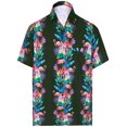 thumbnail image 4 of LA LEELA Men's Hawaiian Shirt Flamingo Casual Beach Shirts Button Down Short Sleeve Dress Shirts for Men 3XL Tropical Stripes, Black, 4 of 6