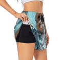 thumbnail image 3 of Lsque Stylish Dog in Denim Outfit Printed Women's Running Shorts with Liner Pockets,Elastic Quick Dry Workout Athletic Gym Yoga Shorts,Womens High Waist Shorts-, 3 of 9