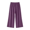 thumbnail image 6 of CQONEPT Oversize Wide Leg Linen Pants for Women Fall Fashion Drawstring Elastic Waist Flowy Lounge Pant Loose Fit Dressy Trousers with Pockets Purple 3XL, 6 of 7