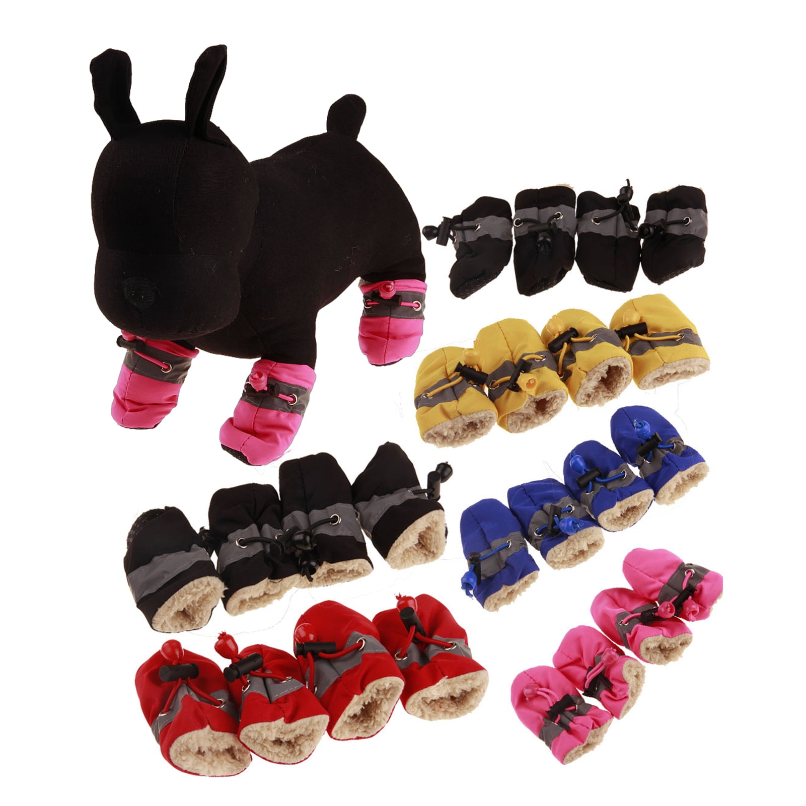 mdesiwst 4Pcs Winter Dog Shoes Warm Waterproof Puppy Boots with Anti-Slip Sole Adjustable Fleece Lined Dog Booties for Cold Weather Paw Protection