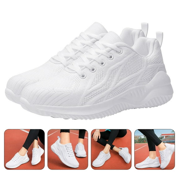 HEANUJJ Men's White Breathable Running Shoes Lightweight Anti-Skid Soft EVA Sole Sneakers