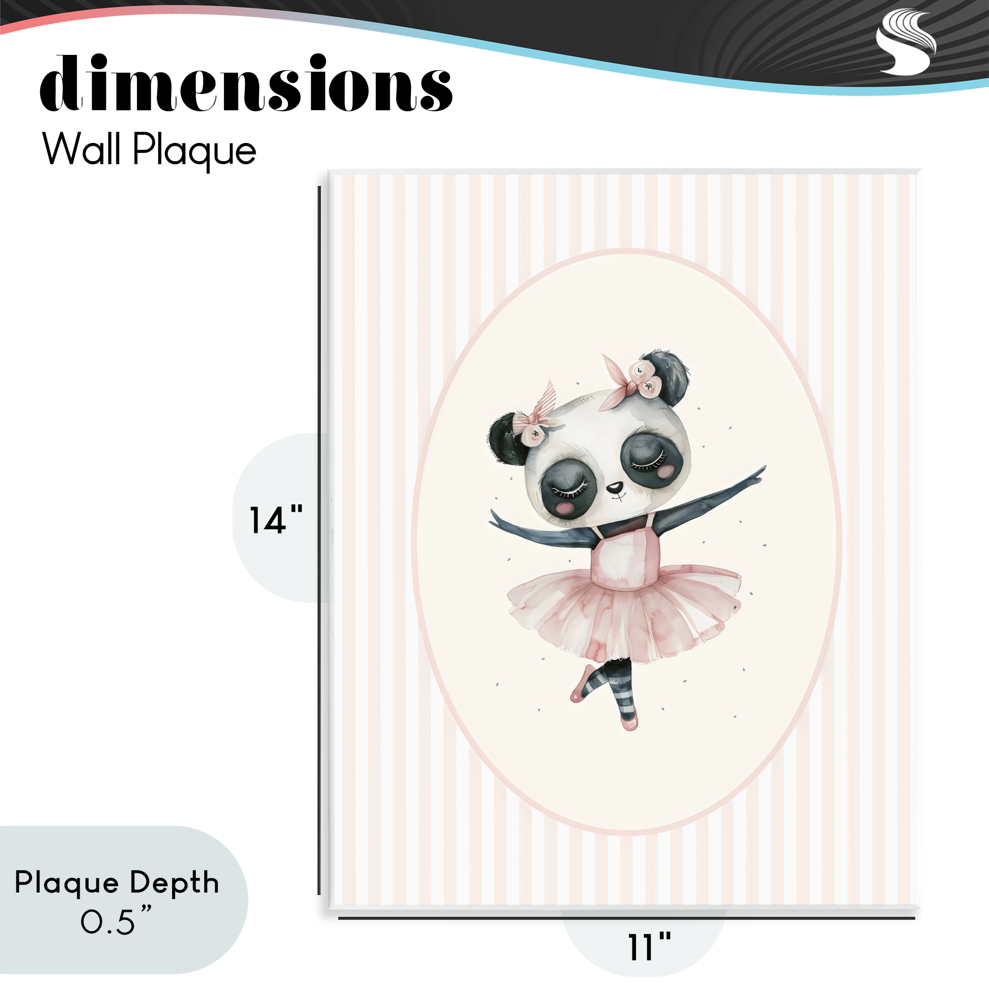 Stupell Industries Nursery Ballerina Panda Striped Wall Plaque Art, design by LSR Design Studio