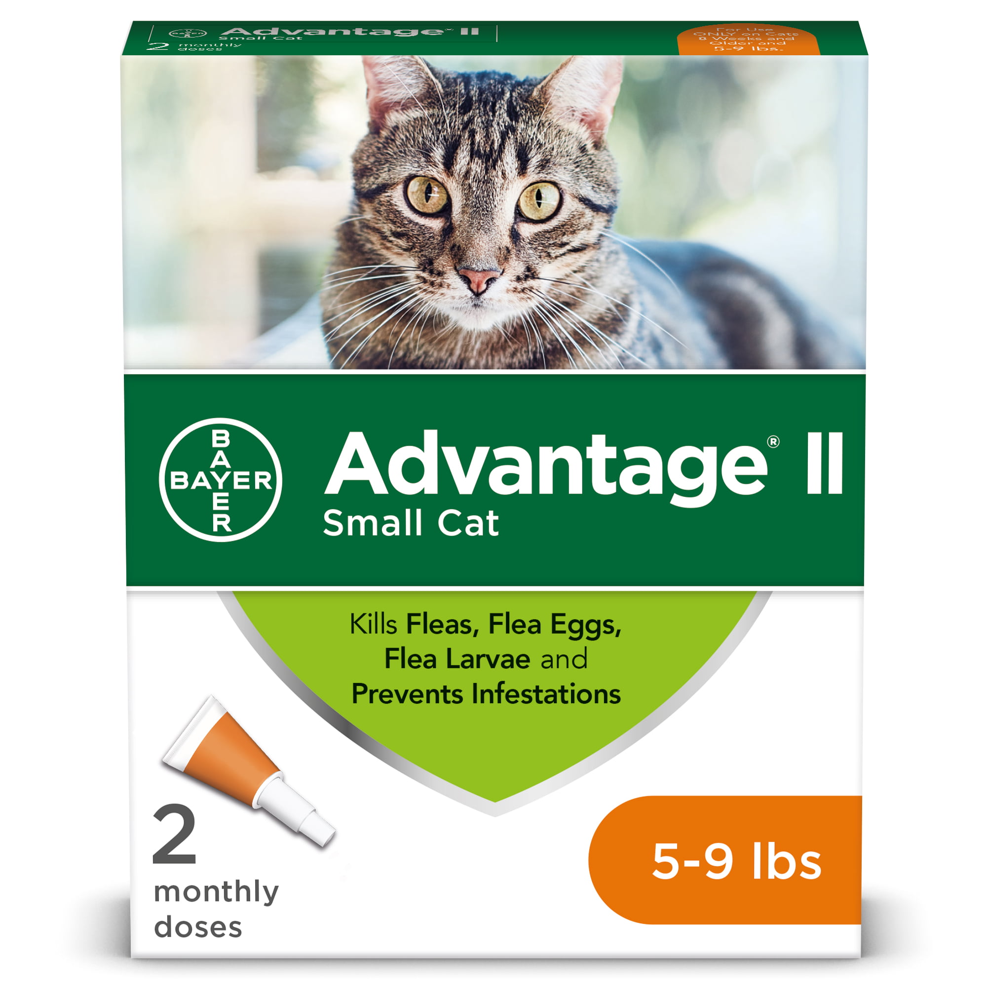 Advantage II Flea Treatment for Small Cats, 2 Monthly Treatments