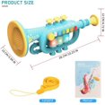 thumbnail image 2 of Trumpet Toys, Toy Trumpet for Kids Music Toys Simulation Trumpet Musical Instrument Toys Portable Durable Early Educational Toys with Light for Kid Boys Girls as Gift (Blue), 2 of 7