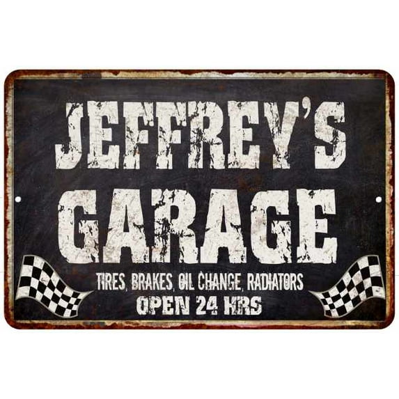 JEFFREY'S Garage Black Grunge Sign 8x12 Decor Gift 108120005411