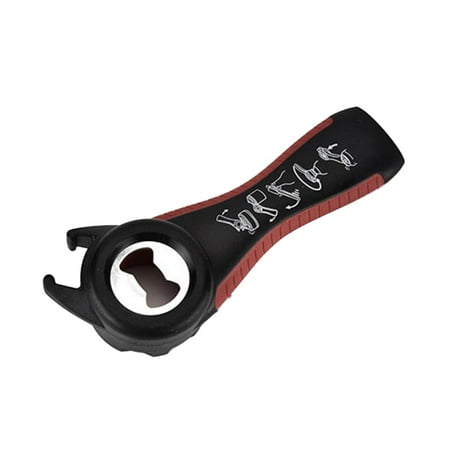 

5 in 1 Multi-Functional Bottle Gripper Tool Jar Can Opener Beer Opener Caps Lids Remover Kitchen Accessory (Black + Red)