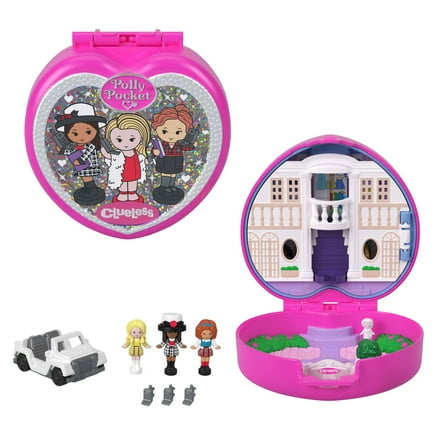 Polly Pocket Micro Dolls and Playset, Collector Clueless Compact with Toy Car, Hat and Phone Accessories