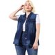thumbnail image 4 of Women's Plus Size Jean Vest Button Down Turndown Collar Frayed Hem with Cargo Pocket Trucker Denim Vest Black Blue 1X, 4 of 7