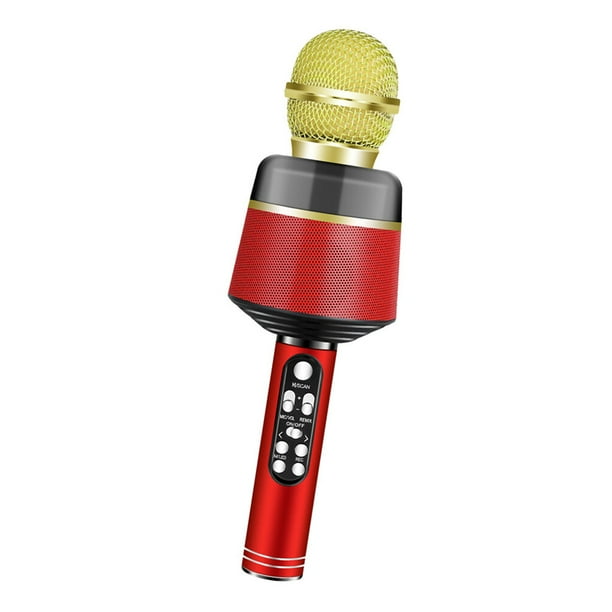 Bearachild 2021 nuevo Q008 micrófono inalámbrico Bluetooth portátil micrófono altavoz reproductor grabador para KTV fiesta de Cables de audio/vídeo Rojo
