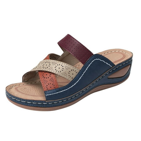 

GHSOHS Womens Sandals Slippers Women s Espadrilles Sandals Plus Size Swim Shoes Sandals for Women 2024 Women Shoes Comfort Soft Sole Wedge Sandals Outdoor Open Toe Bohemian Beach Sandals Women s 6.5