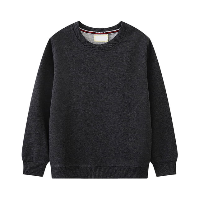 Splozh Chandail à Col Rond pour Enfants, Molleton Brossé Doux et Ample, Chandail Décontracté de Base à Col Rond pour Garçons Ou Filles, Gris, 6 Ans