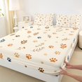 thumbnail image 3 of Manfei Boho Cat Paw Fitted Sheet Full, Botanical Leaf Bed Set, Cream, 3 Pieces, 1 Fitted Sheet and 2 Pillowcases, 3 of 6