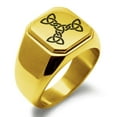 thumbnail image 1 of Stainless Steel Celtic Triquetra Interlaced Knot Engraved Square Flat Top Biker Style Polished Signet Ring, 1 of 1