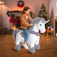 thumbnail image 2 of PonyCycle Grey Unicorn Pony Ride on Toy Plush (35.4" Size 4 Ages 4–7) Riding Horse with Wheels, Birthday Gift Advanced Model Y456, 2 of 9