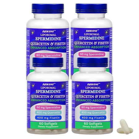 Nikoni Liposomal Spermidine, Quercetin & Fisetin, Antioxidant & Cellular Wellness Supplement, 240 softgels