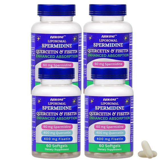 Nikoni Liposomal Spermidine, Quercetin & Fisetin, Antioxidant & Cellular Wellness Supplement, 240 softgels