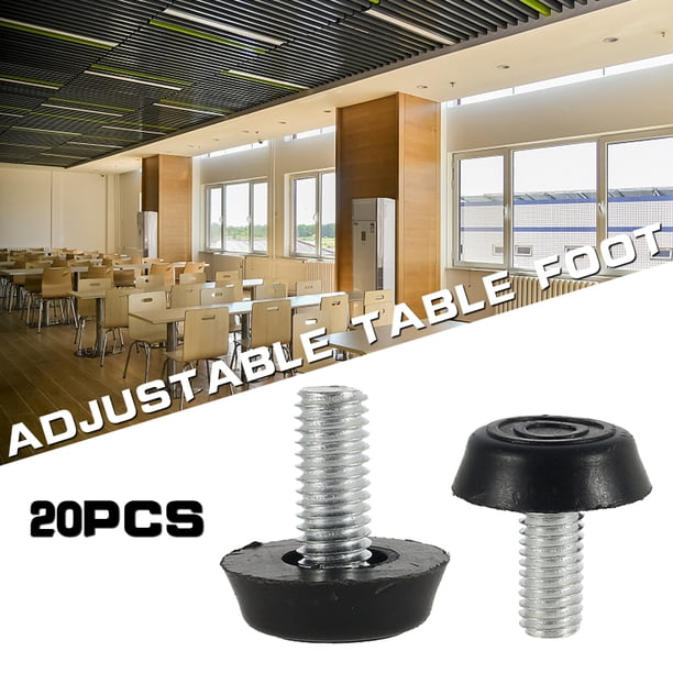 Hands DIY Paquete de 20 Pies de Nivelación Ajustables Muebles de Pie de Mesa M8 Tornillo Protector de Piso Antideslizante Muebles Ajustables Tornillo de Nivelador Tornillo de Pie de Base Redonda Negra para Sofá Silla Patas de Mesa