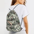 thumbnail image 6 of XMXT Unisex Drawstring Backpack for Women Men, Money Dollar Print Waterproof Gym Bag String Bags for Shopping Sport Travel, s, 6 of 8