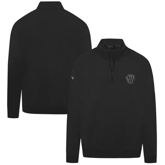 Men's Levelwear Black Milwaukee Brewers Murray Nightfall Quarter-Zip Top