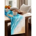 thumbnail image 4 of Ocean Waves Table Runner, Abstract Gradient Orange Teal Waves Beach Cotton Linen Kitchen Table Decoration Washable Dining Tabletop Runners for Home Party Decor 13x120 Inches, 4 of 9