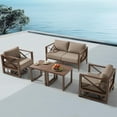thumbnail image 5 of MBY Outdoor Aluminum Patio Furniture Set, 4-Seats Patio Conversation Sofa Set with 2 Swivel Rocking Chairs and 2 Coffee Tables, All Weather for Pool, Balcony, Garden-Brown, 5 of 10