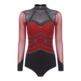 thumbnail image 3 of Zaldita Women's Ballet Leotard Rhinestone Long Sleeves Gymnastics Leotards Adult Figure Skating Jumpsuit Burgundy XL, 3 of 7