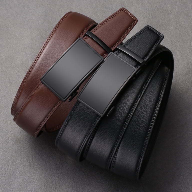 Sendefn Ratchet Belt for Men Leather Belt Gift Set  Ratchet Leather Belt 2 Pack Trim to Fit Adjustable Buckle Dress Casual main image 0