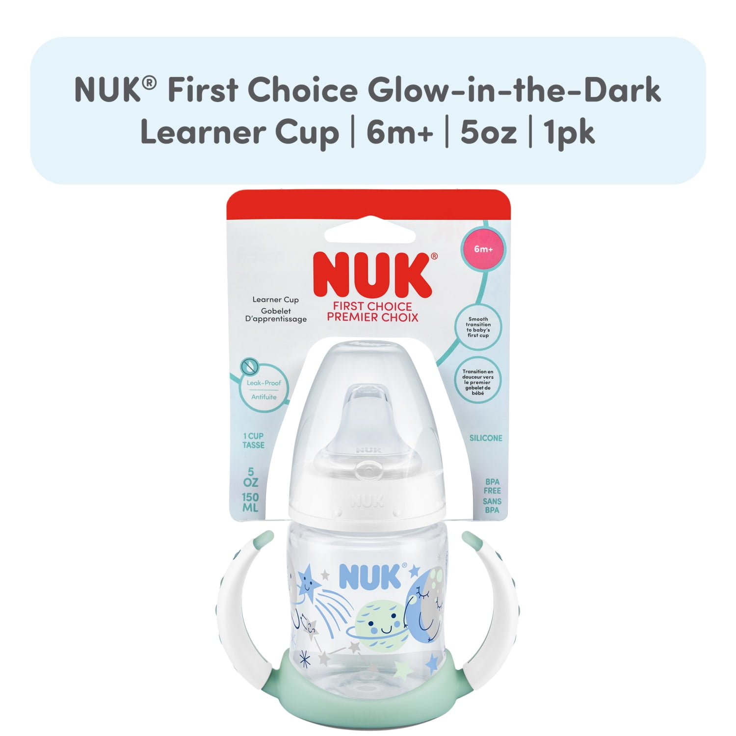 NUK First Choice Glow-in-the-Dark Learner Cup, 5 oz, 1-Pack