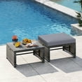 thumbnail image 4 of Costway Patio Ottomans Set of 2 PE Rattan Footstools with Removable Cushions & Metal Frame Gray, 4 of 9