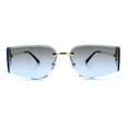thumbnail image 6 of Womens Wrap Folded Lens Rectangular Rimless Luxury Sunglasses Gold - Navy, 6 of 8