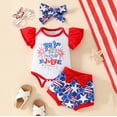 thumbnail image 2 of Qopobobo Toddler Girl Outfit 4th of July Baby Girl Clothes Patriotic Outfits Daddys Little Firecracker Romper Tie Dye Shorts Headband Set Red,3-6 Months, 2 of 7