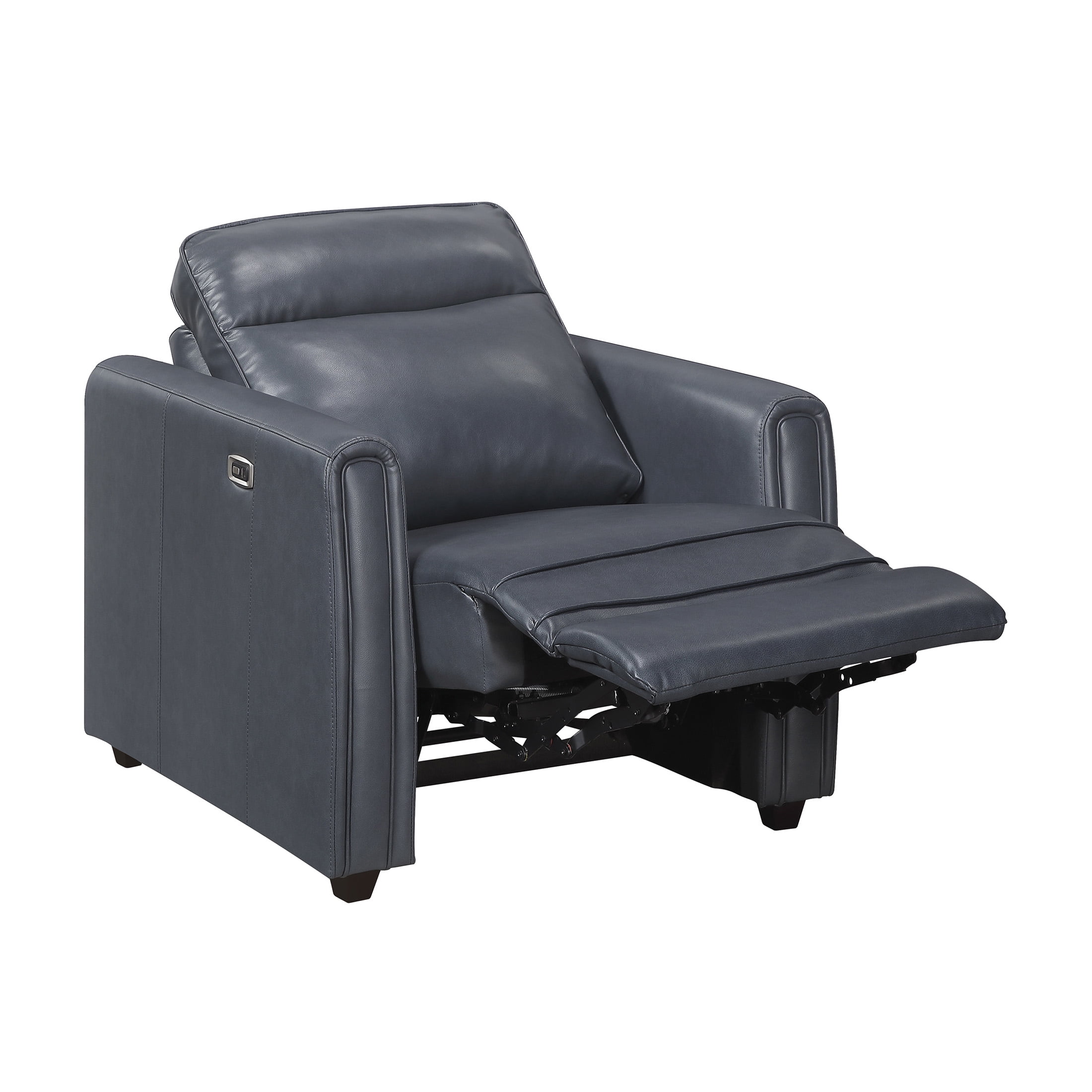 OakvillePark Ardena Faux Leather Power Reclining Chair with Rounded Track Arms, Zero Wall Recliner, Navy