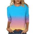 thumbnail image 1 of VSSSJ Hauts à Manches 3/4 pour Femmes Décontracté Tendance Dégradé Manches Raglan Col Rond Coupe Décontractée Tunique Respirante Tee-Shirt Bleu Clair L, 1 of 5
