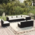 thumbnail image 1 of vidaXL 8 Piece Garden Lounge Set with Cushions Poly Rattan Black, 1 of 4