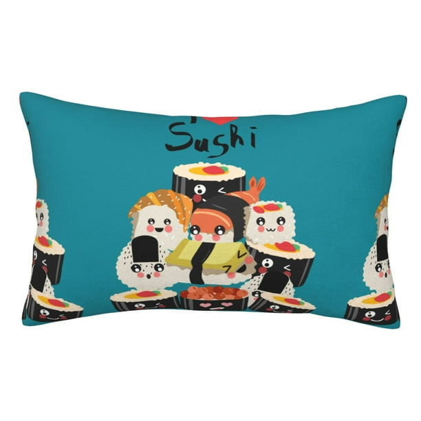 Balery I Love Sushi Funda de Cojín Estampada, Regalos para Mujeres, Regalos de Amor para Ella, Regalos para Novia o Esposa, Funda de Almohada-20"x30"