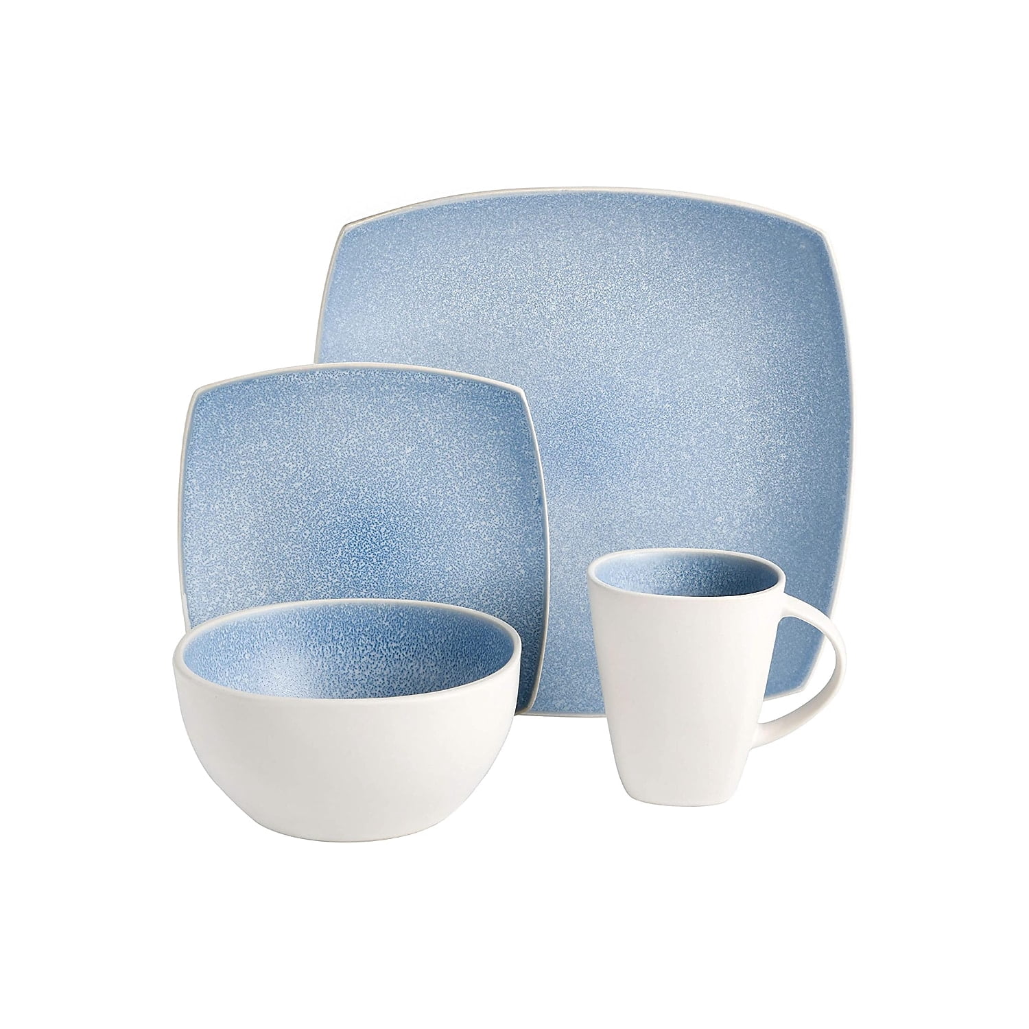 Gibson Soho Lounge Square 16-Piece Dinnerware Set - Aqua Blue