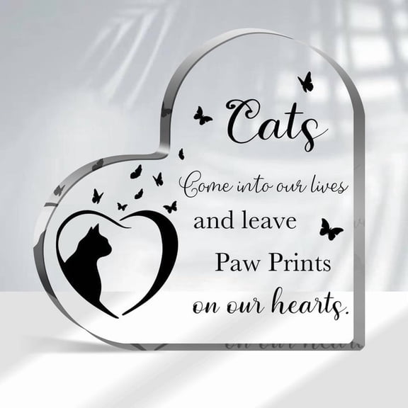 Cat Bereavement Gifts Cat Remembrance Gift Cat Loss Gifts Memory Of Cat Passing Away Gifts Cat Sympathy Memorial Heart Shaped Acrylic Decor Sign Sympathy Gifts For Loss Of Cat 4X4 In