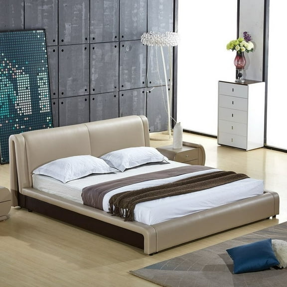 Uspridefurniture Bernadine Upholstered Platform Faux leather Bed