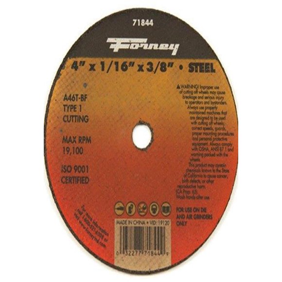 Disco de corte Forney 71844 de 10 cm x 1,6 mm x 9,5 mm