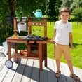 thumbnail image 5 of Robud Mud Kitchen for Kids Outdoor with Wheels, Wooden Outdoor Play Kitchen, Kids Mud Kitchen with Removable Sink & Faucet, Monteeori Toys for Children Ages 3+ Years, 5 of 10