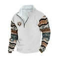 thumbnail image 2 of Wancir Men Retro Ethnic Printed Sweatshirts Casual Stand-Up Neck Pullover Tops Zipper V Neck Long Sleeve Loose Sweatshirts, 2 of 3