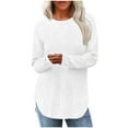 thumbnail image 2 of Christmas Gifts Rciityk White Womens Sweaters Fall Fashion Casual Long Sleeve Shirts Lightweight Loose Crewneck Pullover Tunic Sweaters Top, 2 of 7
