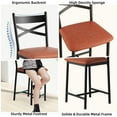 thumbnail image 3 of Bar Stools Set of 4, Metal Counter Height Bar Chairs with Back and Thick Cushion, Upholstered Dining Chairs with Padded Seat, Barstools for Kitchen Island, Bar, Dining Room, Brown，26-inch, 3 of 7
