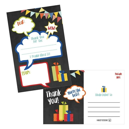 25 Chalkboard Kids Thank You Cards Fill In Notes For Kid 25 Chalkboard Kids Thank You Cards Fill In Notes For Kid Blank