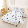 thumbnail image 2 of spefrowx Cartoon Anchor Queen Sheets for Kids, White Repeat Maritime Queen Sheet Sets, 4-Piece, 1 Flat Sheet, 1 Fitted Sheet and 2 Pillowcases, 2 of 5