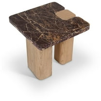 Meridian Furniture Ravenna Burgundy Marble Top And Oak Wood Base End Table